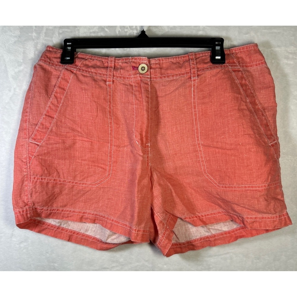 Tommy Bahama 100% Linen Natural Fiber Shorts Sz 8 (30x4) Orange Lagenlook Beach